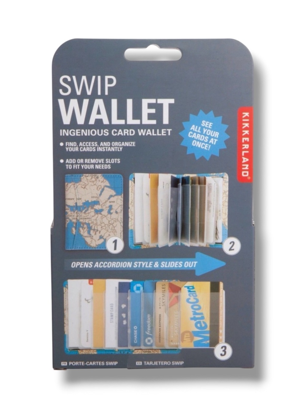 Kikkerland Swip Wallet w/ Globe Map Design - NWT